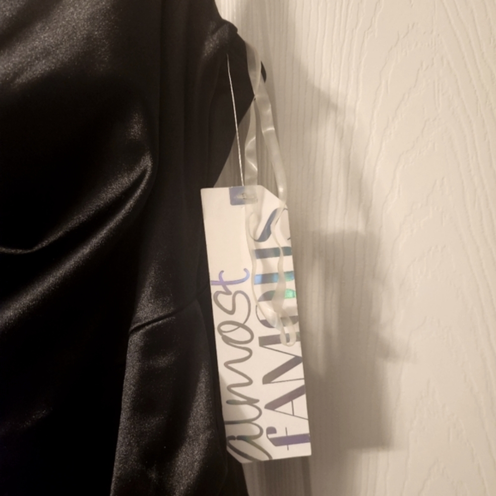 Black Satin Slip Dress - Picture 4 of 8
